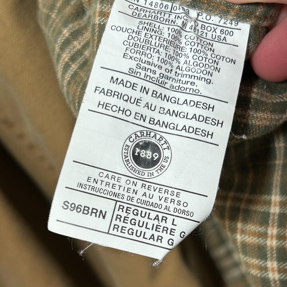 Carhartt Mens L S96 BRN Vintage Flannel Lined Cotton Chore Shacket RARE - Picture 6 of 10